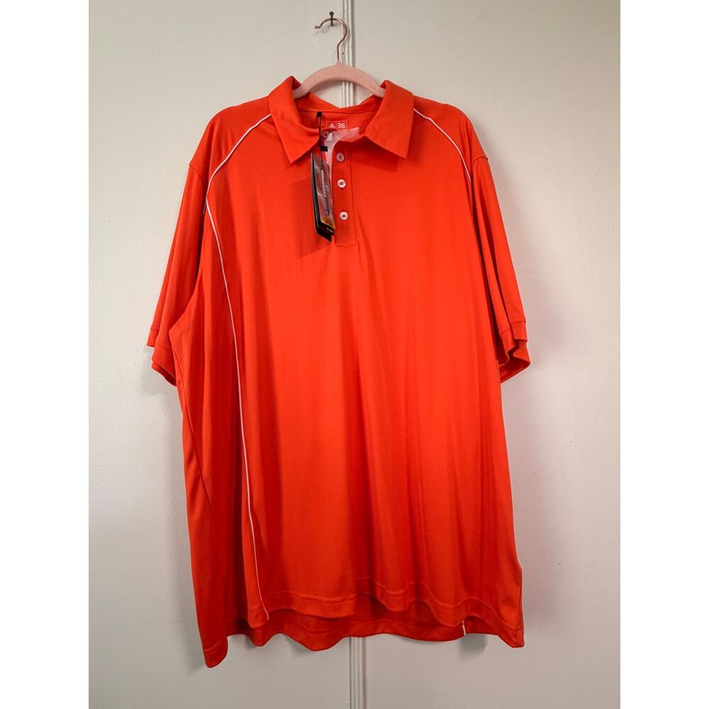 Adidas Golf Polo Shirt 2XL NWT Mens Climacool Relaxed Fit Orange Short Sleeve